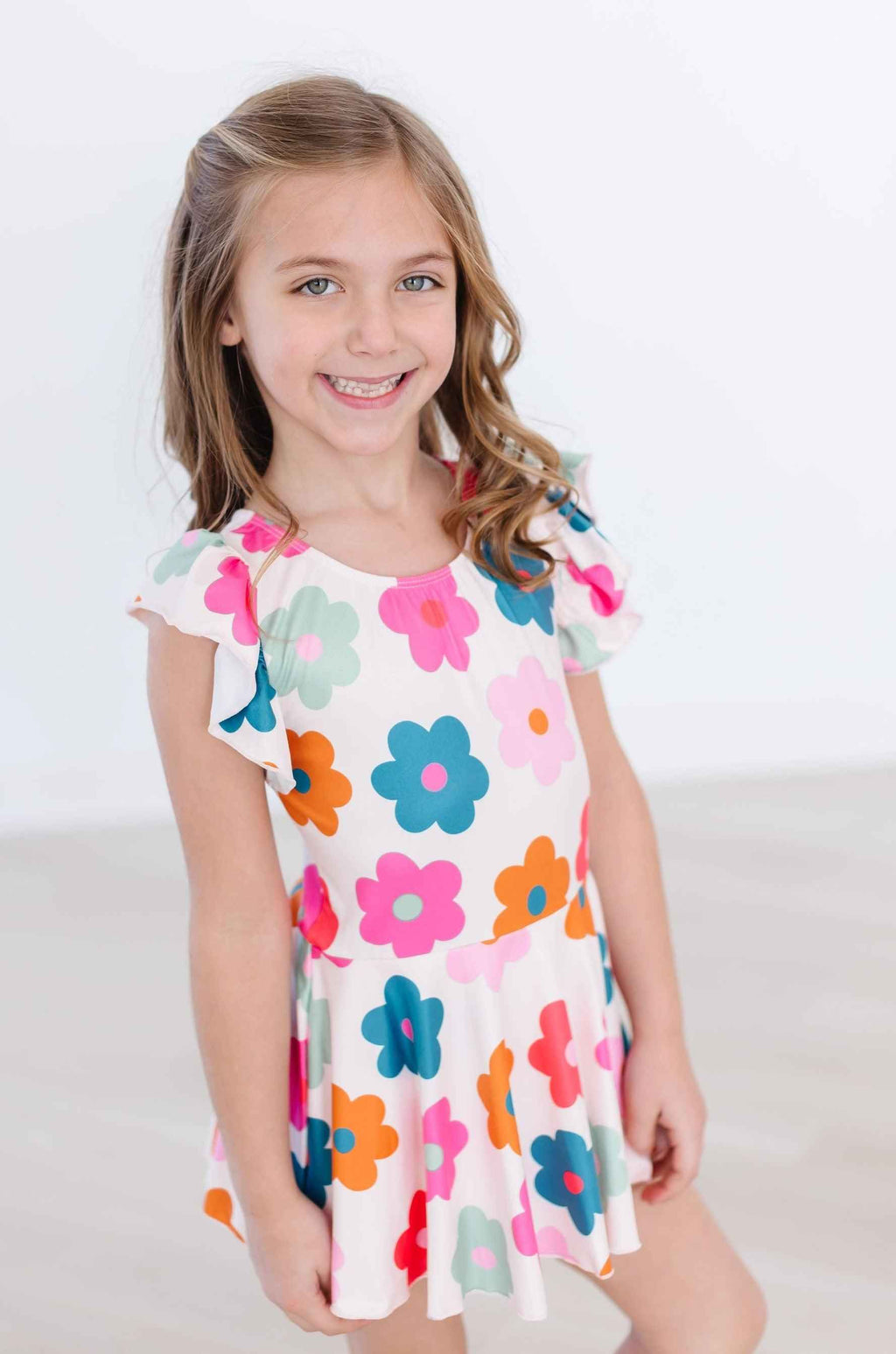 Retro Floral S/S Twirl Leotard - Meera's Mini Mavericks
