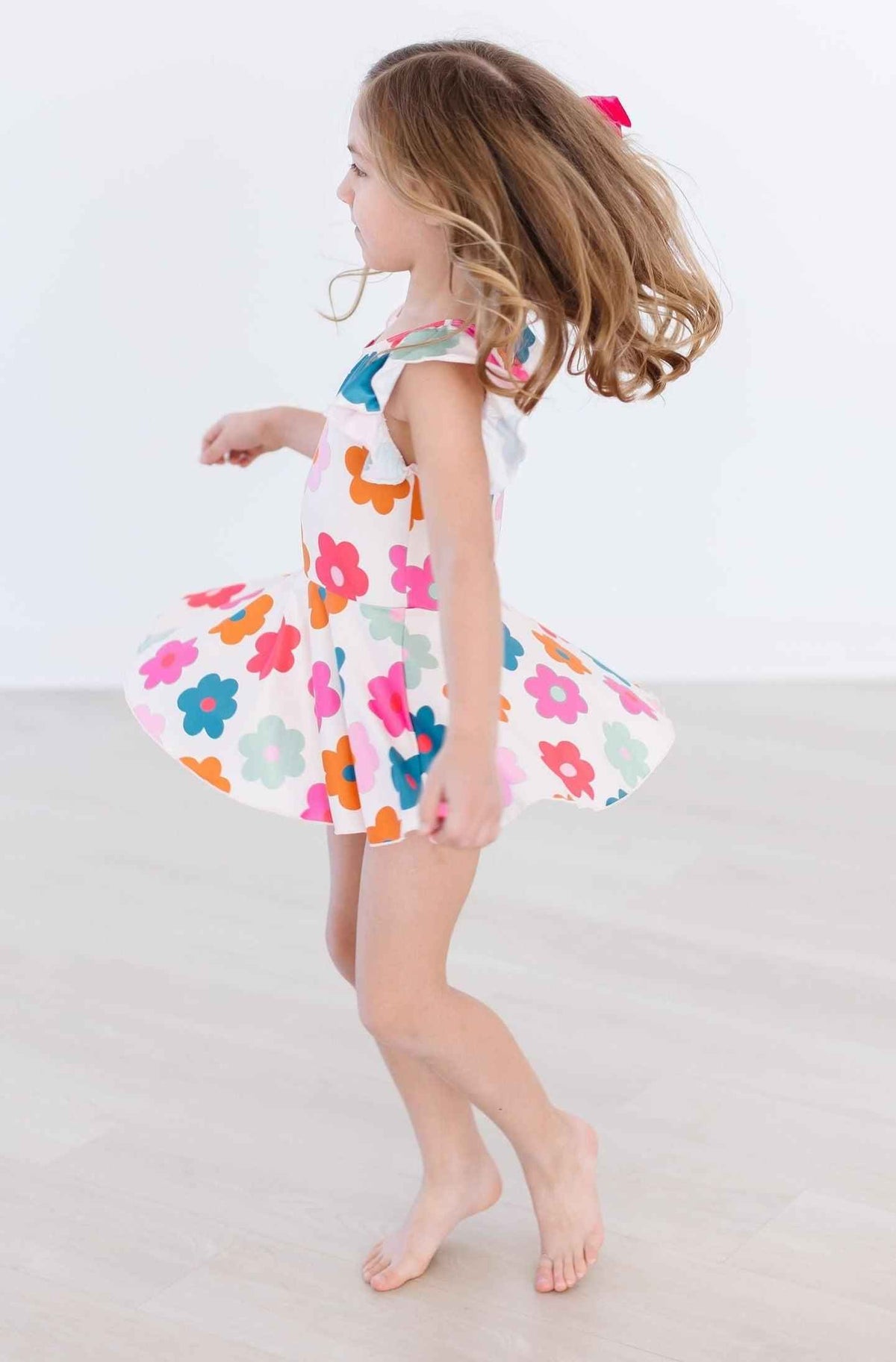 Retro Floral S/S Twirl Leotard - Meera's Mini Mavericks