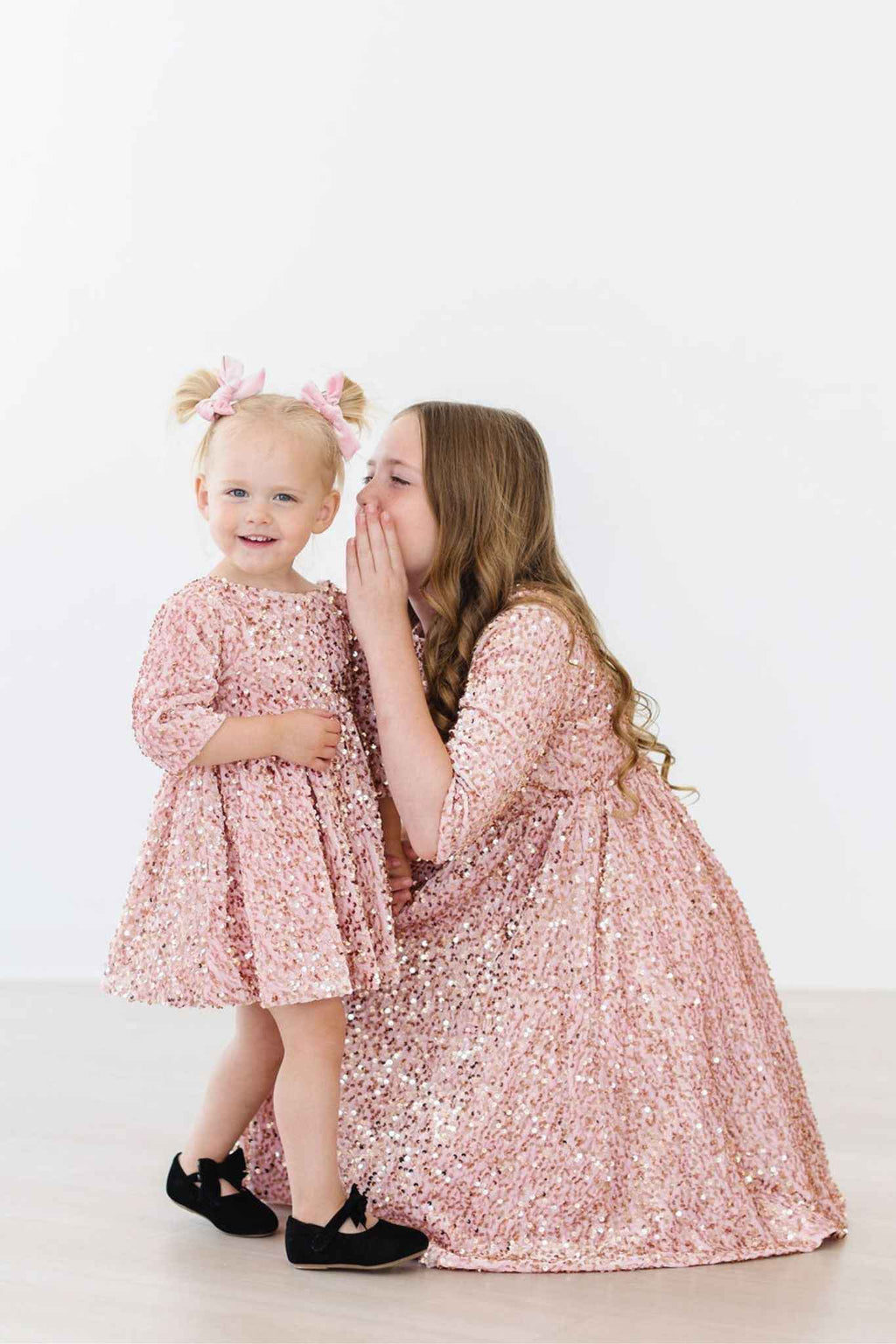 Rose Gold Velvet Sequin Dress - Meera's Mini Mavericks