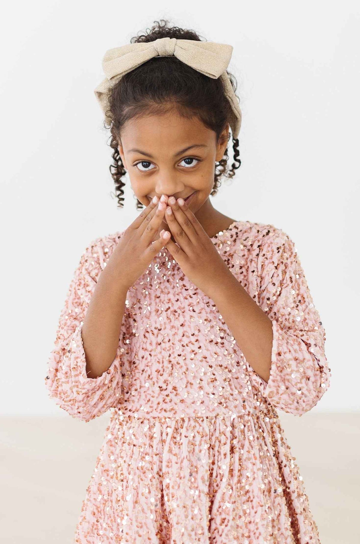 Rose Gold Velvet Sequin Dress - Meera's Mini Mavericks
