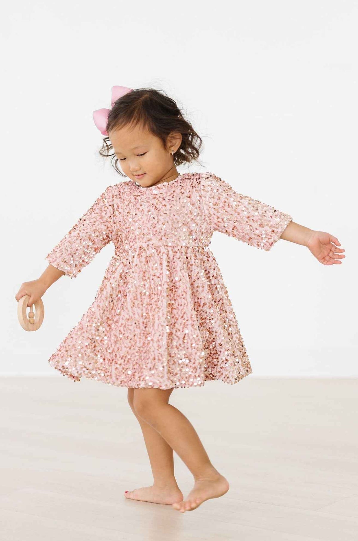 Rose Gold Velvet Sequin Dress - Meera's Mini Mavericks