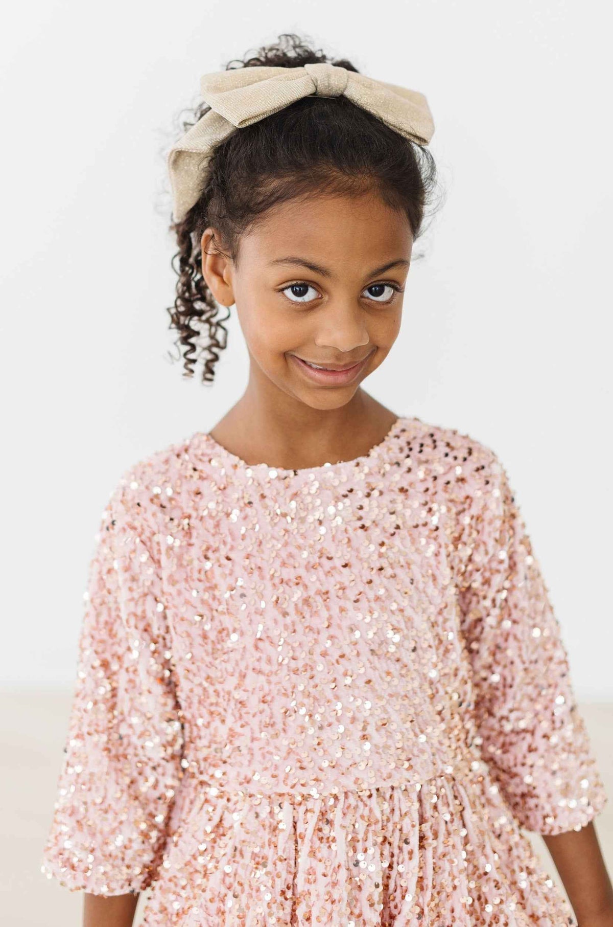 Rose Gold Velvet Sequin Dress - Meera's Mini Mavericks