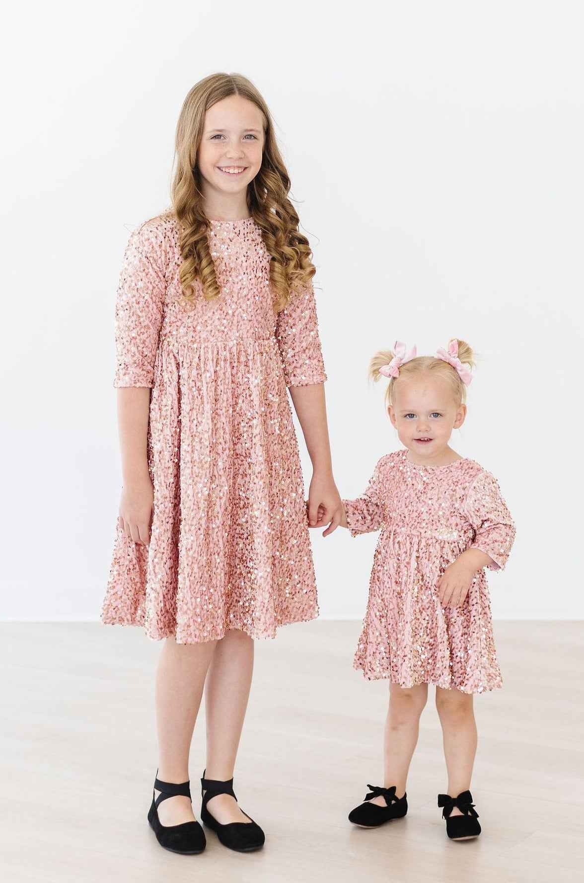 Rose Gold Velvet Sequin Dress - Meera's Mini Mavericks