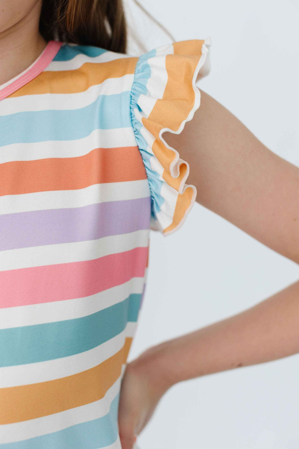 Spring Stripes S/S Ruffle Tee - Meera's Mini Mavericks