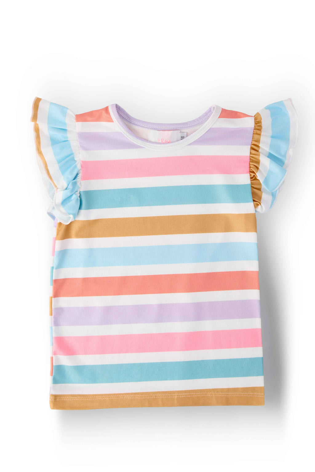 Spring Stripes S/S Ruffle Tee - Meera's Mini Mavericks