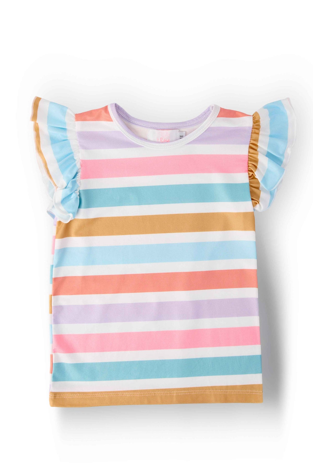 Spring Stripes S/S Ruffle Tee - Meera's Mini Mavericks