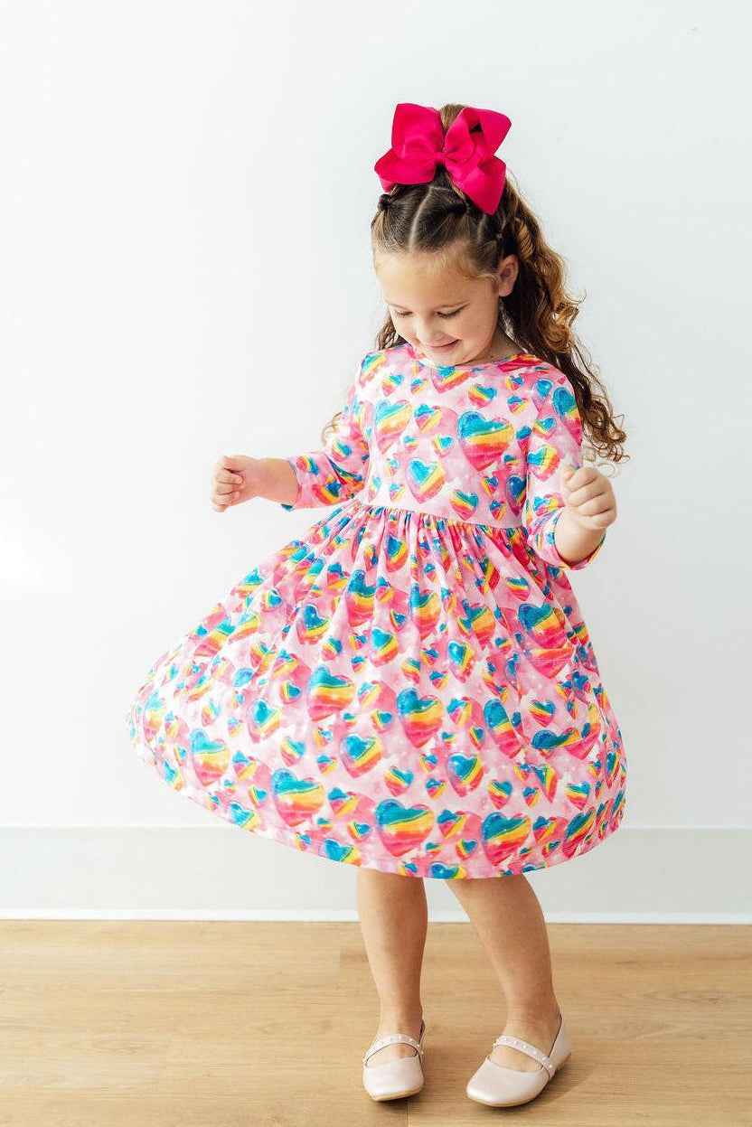 Sugar & Spice 3/4 Sleeve Pocket Twirl Dress - Meera's Mini Mavericks