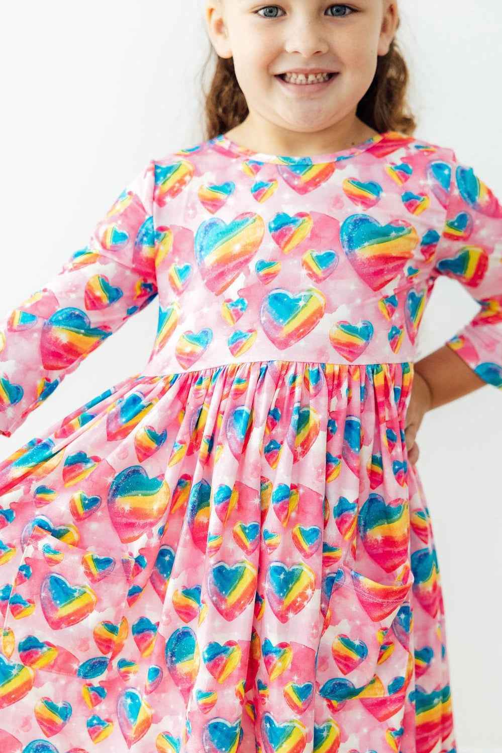 Sugar & Spice 3/4 Sleeve Pocket Twirl Dress - Meera's Mini Mavericks
