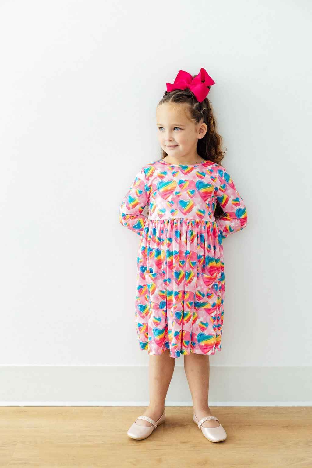 Sugar & Spice 3/4 Sleeve Pocket Twirl Dress - Meera's Mini Mavericks