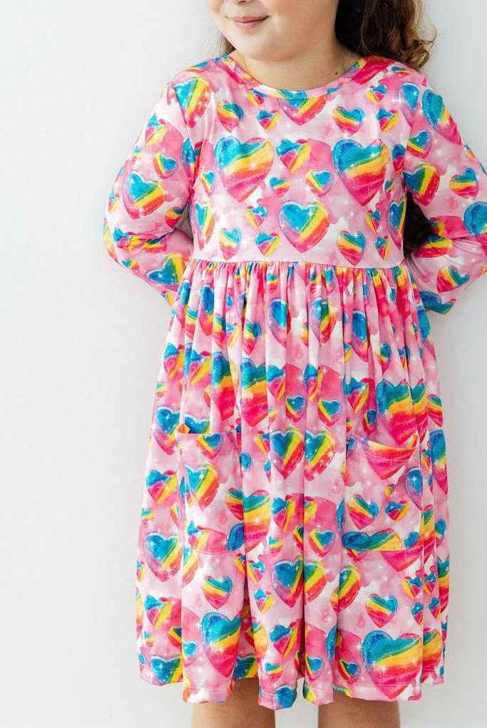 Sugar & Spice 3/4 Sleeve Pocket Twirl Dress - Meera's Mini Mavericks