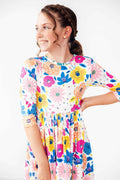 SALE Sunshine Floral 3/4 Sleeve Pocket Twirl Dress