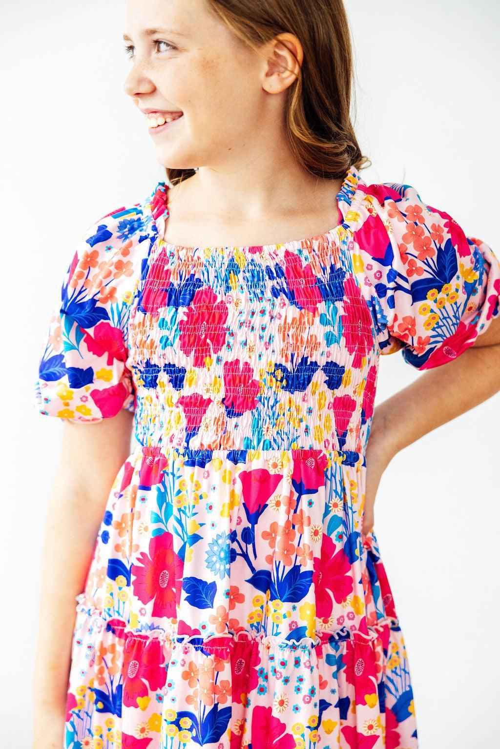 Sunshine Garden Smocked Ruffle Dress - Meera's Mini Mavericks