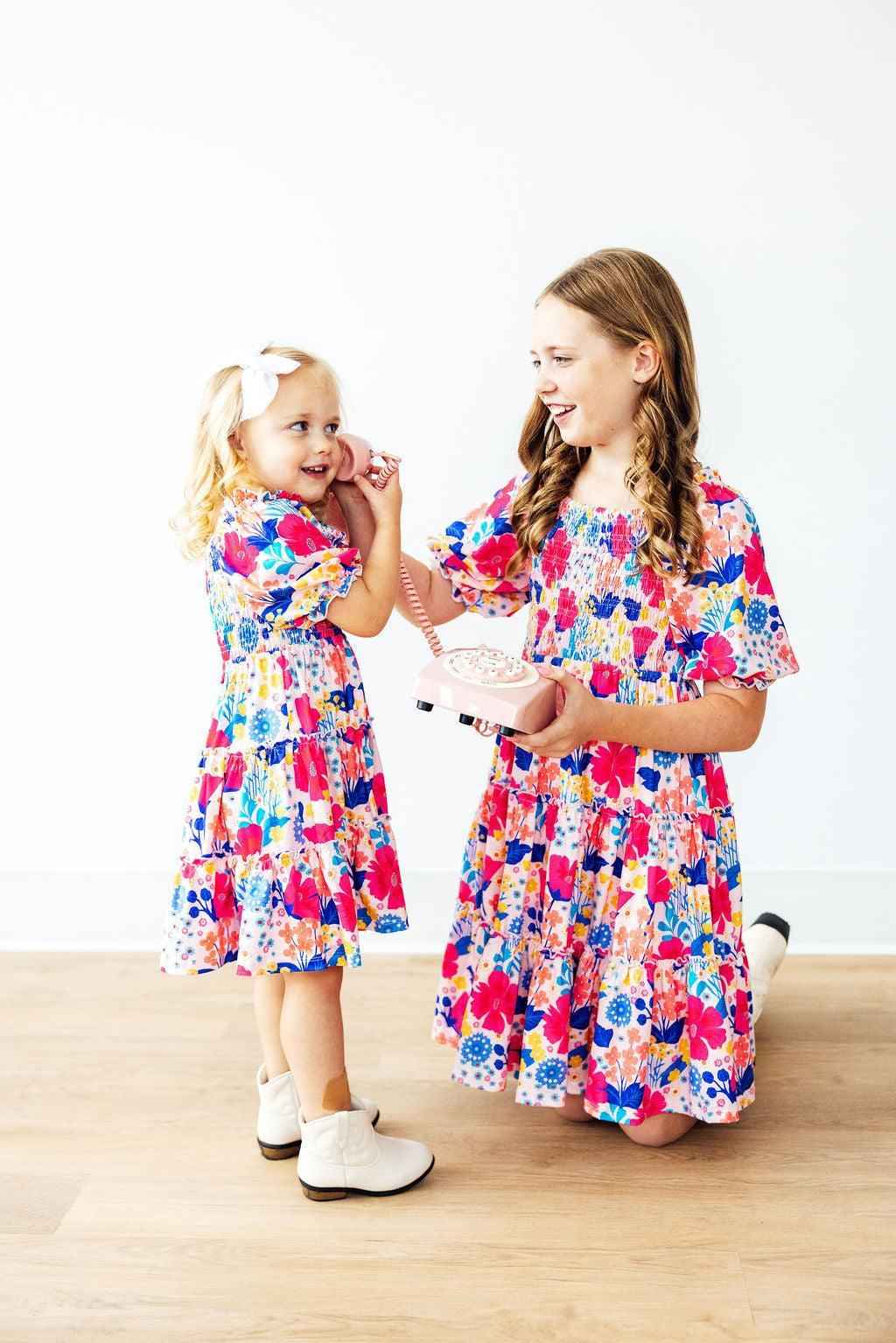 Sunshine Garden Smocked Ruffle Dress - Meera's Mini Mavericks