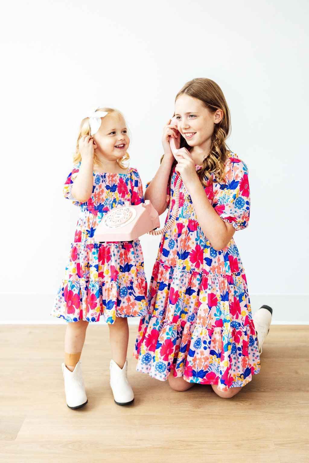 Sunshine Garden Smocked Ruffle Dress - Meera's Mini Mavericks