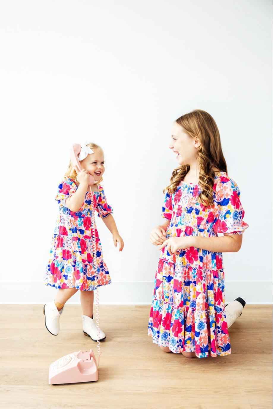 Sunshine Garden Smocked Ruffle Dress - Meera's Mini Mavericks