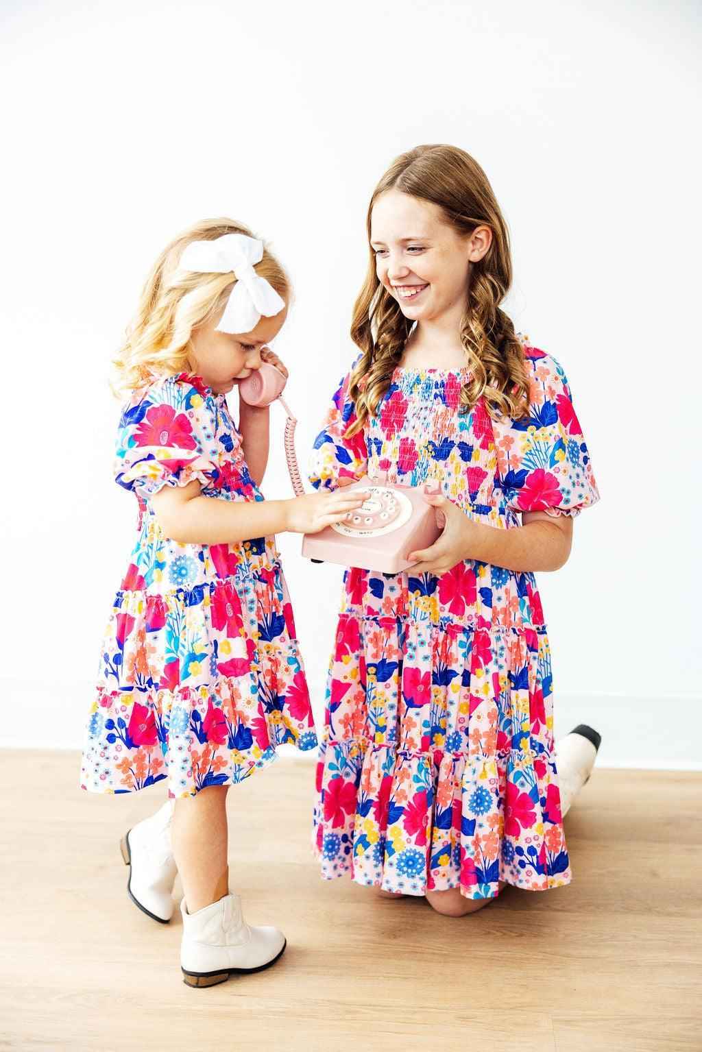 Sunshine Garden Smocked Ruffle Dress - Meera's Mini Mavericks