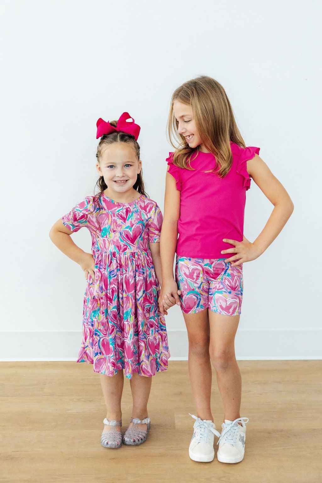 Sweetheart Scribbles S/S Pocket Twirl Dress - Meera's Mini Mavericks