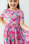 Sweetheart Scribbles S/S Pocket Twirl Dress - Meera's Mini Mavericks