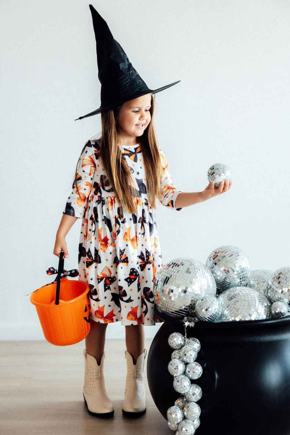 Trick or Twirl 3/4 Sleeve Pocket Twirl Dress - Meera's Mini Mavericks