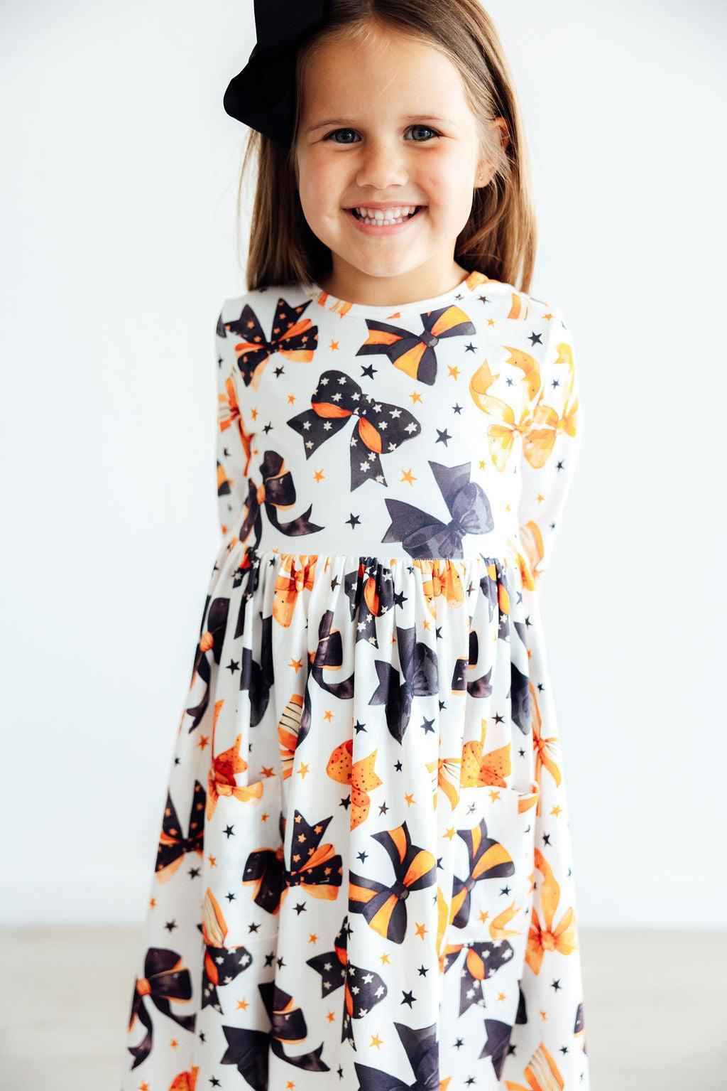 Trick or Twirl 3/4 Sleeve Pocket Twirl Dress - Meera's Mini Mavericks