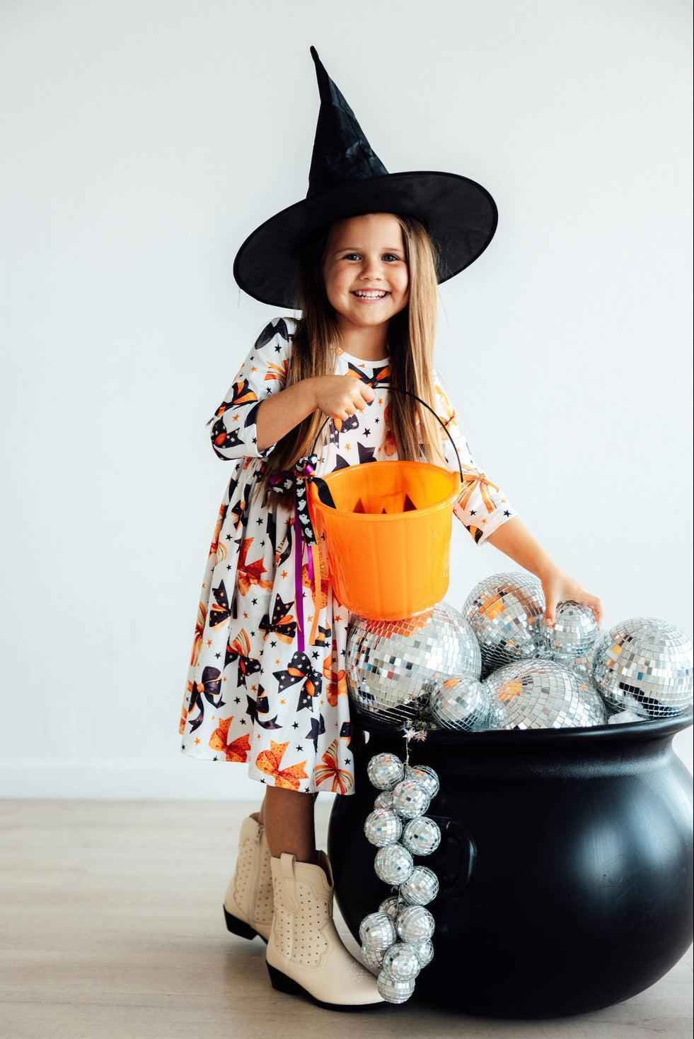 Trick or Twirl 3/4 Sleeve Pocket Twirl Dress - Meera's Mini Mavericks