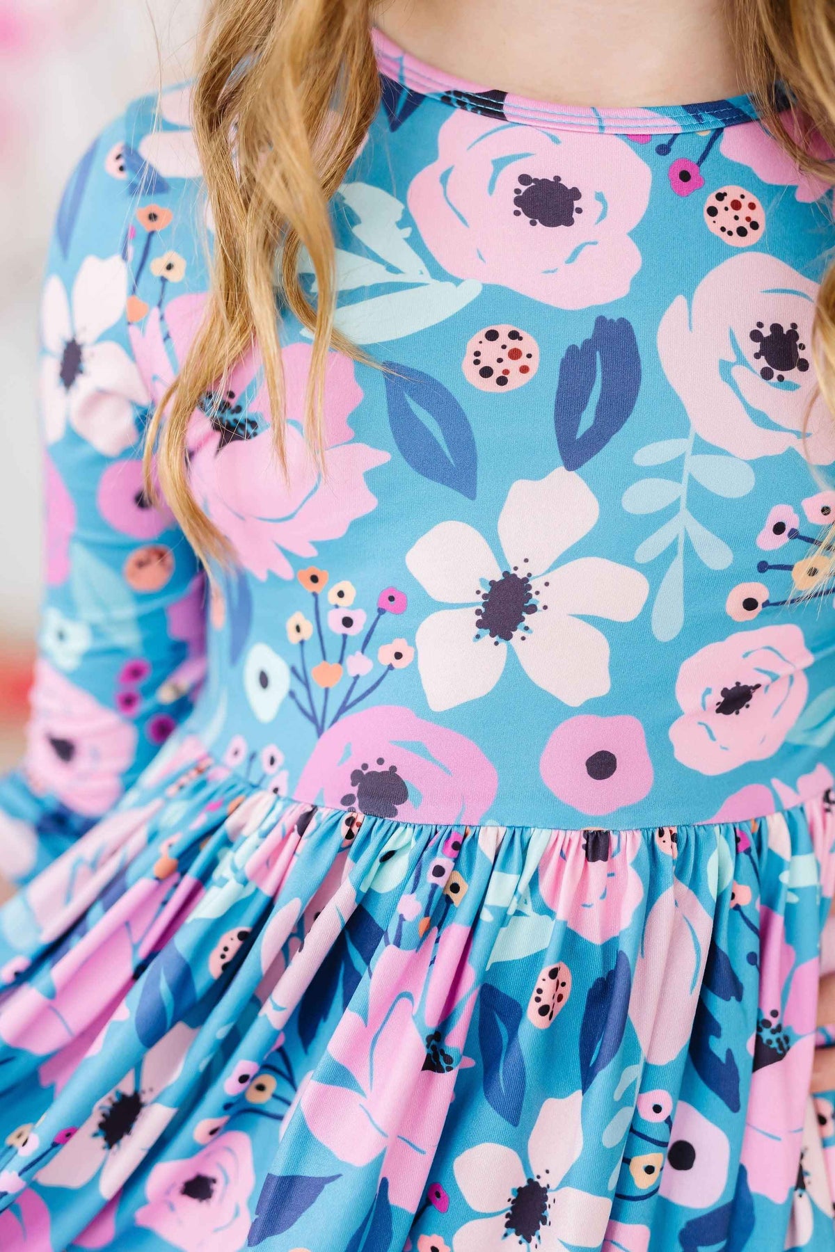 Twirling in Teal 3/4 Sleeve Pocket Twirl Dress - Meera's Mini Mavericks