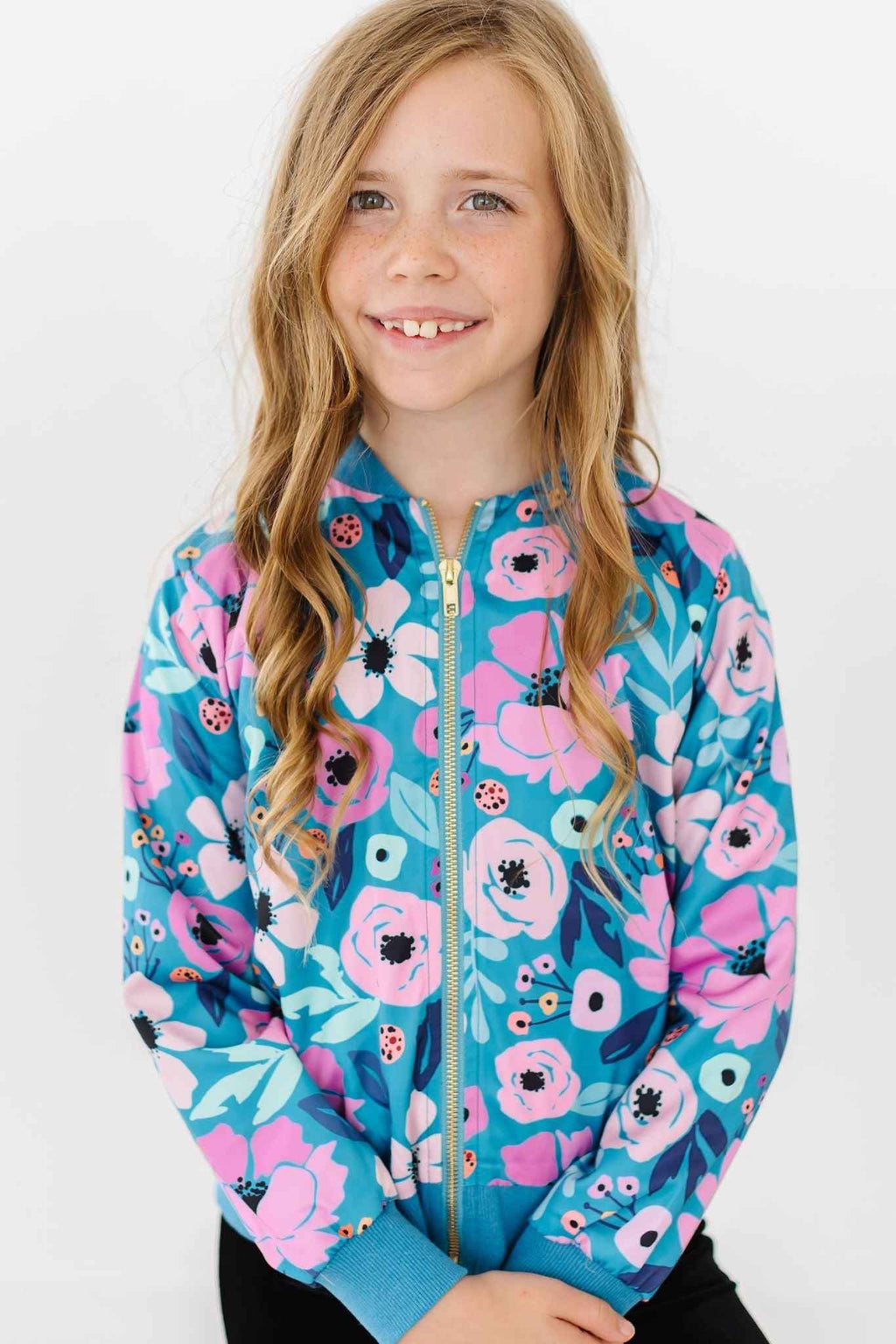 Twirling in Teal Satin Jacket - Meera's Mini Mavericks