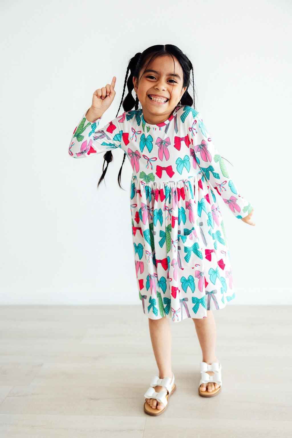 Twirls & Ties L/S Pocket Twirl Dress - Meera's Mini Mavericks