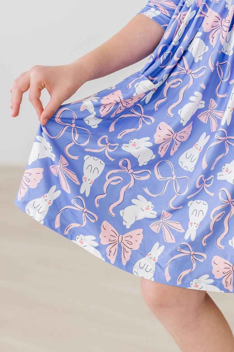 Hop, Skip & Twirl 3/4 Sleeve Pocket Twirl Dress - Meera's Mini Mavericks