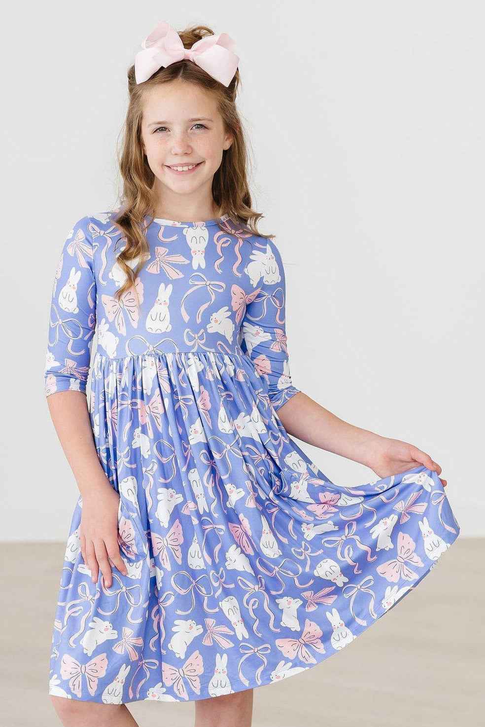 Hop, Skip & Twirl 3/4 Sleeve Pocket Twirl Dress - Meera's Mini Mavericks
