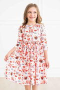 Puppy Love 3/4 Sleeve Pocket Twirl Dress - Meera's Mini Mavericks