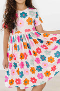 Retro Floral S/S Pocket Twirl Dress - Meera's Mini Mavericks