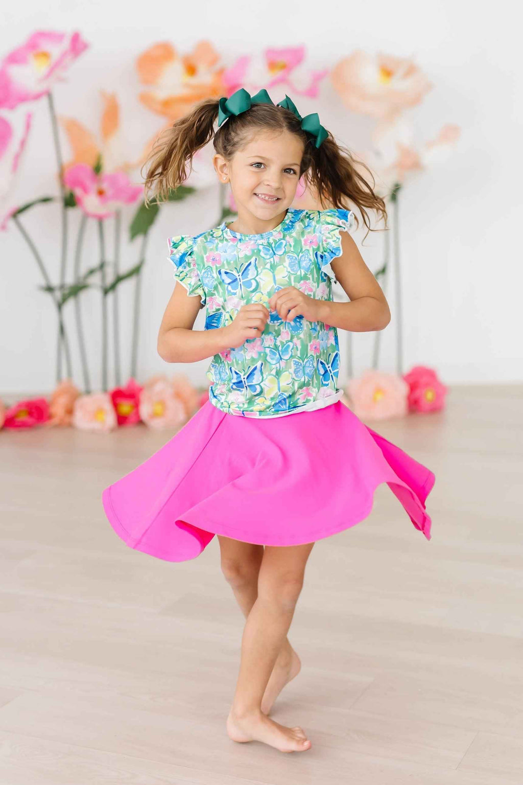 Watercolor Butterflies S/S Ruffle Tee - Meera's Mini Mavericks