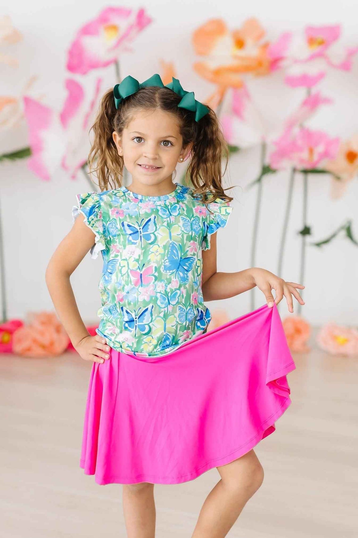 Watercolor Butterflies S/S Ruffle Tee - Meera's Mini Mavericks