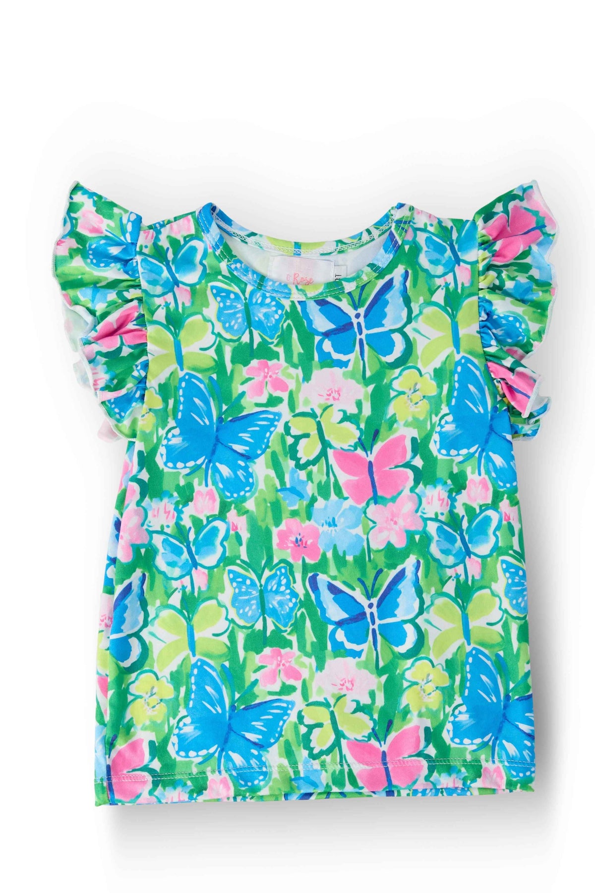 Watercolor Butterflies S/S Ruffle Tee - Meera's Mini Mavericks