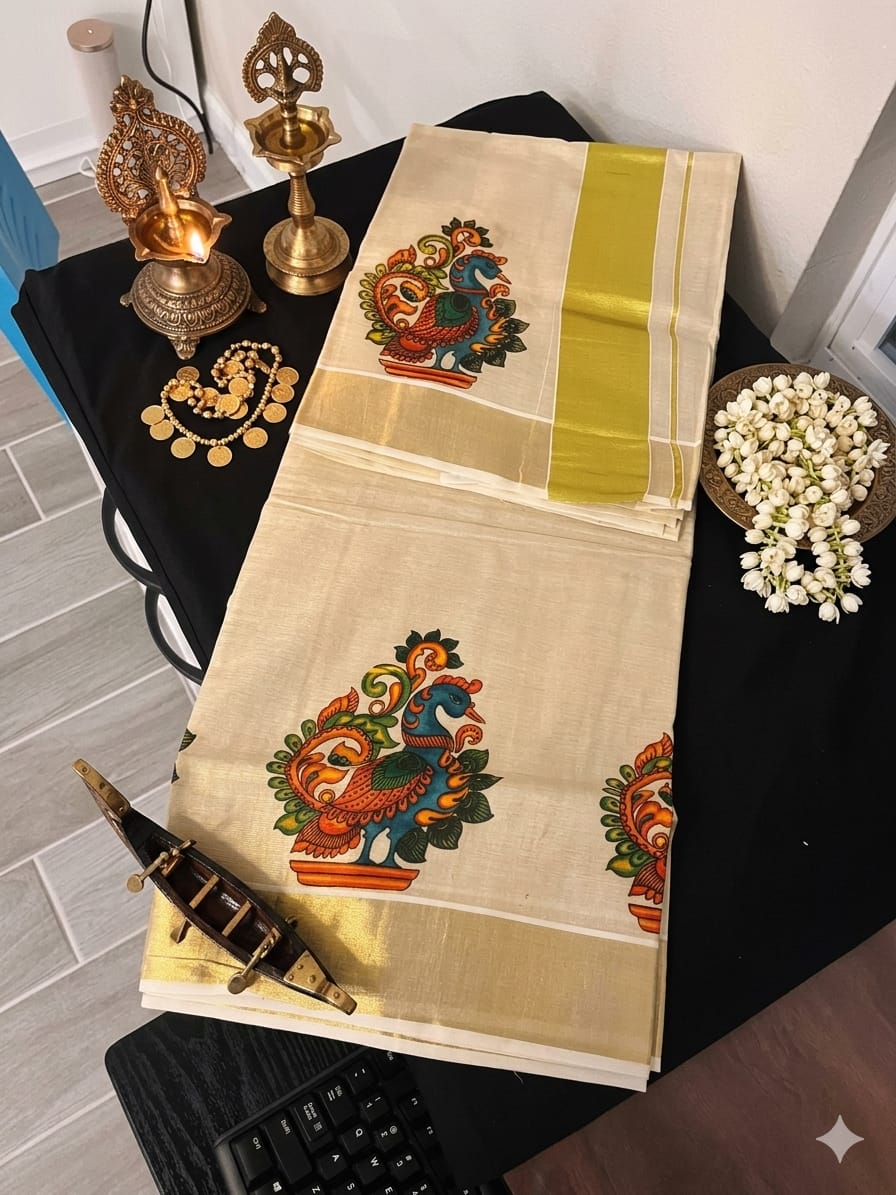 The "Mayura Mural" Tissue Saree - Meera's Mini Mavericks