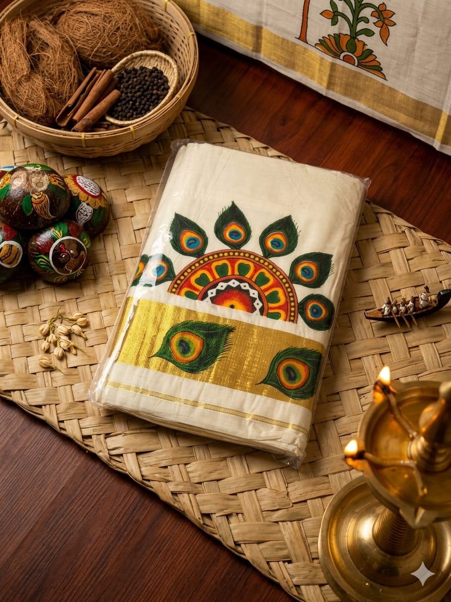 The "Mayura Mandala" Festive Cotton Saree - Meera's Mini Mavericks