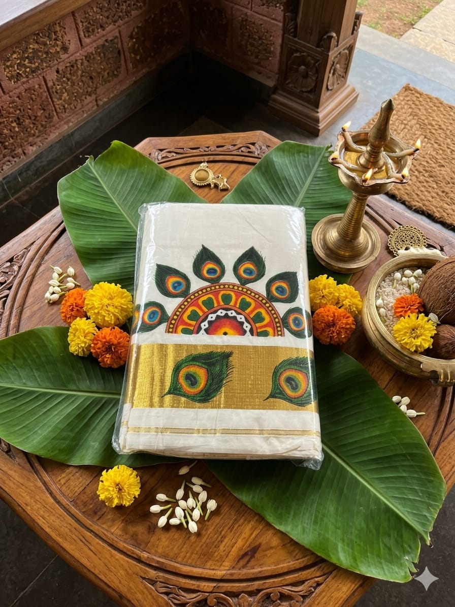The "Mayura Mandala" Festive Cotton Saree - Meera's Mini Mavericks