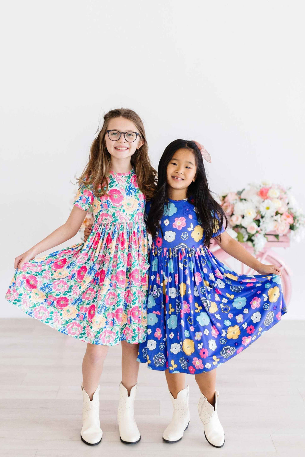 Floral Frenzy S/S Pocket Twirl Dress - Meera's Mini Mavericks