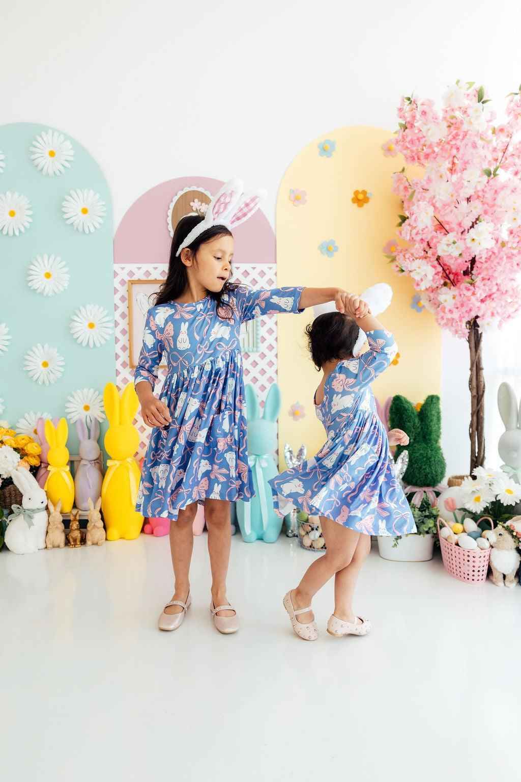 Hop, Skip & Twirl 3/4 Sleeve Pocket Twirl Dress - Meera's Mini Mavericks