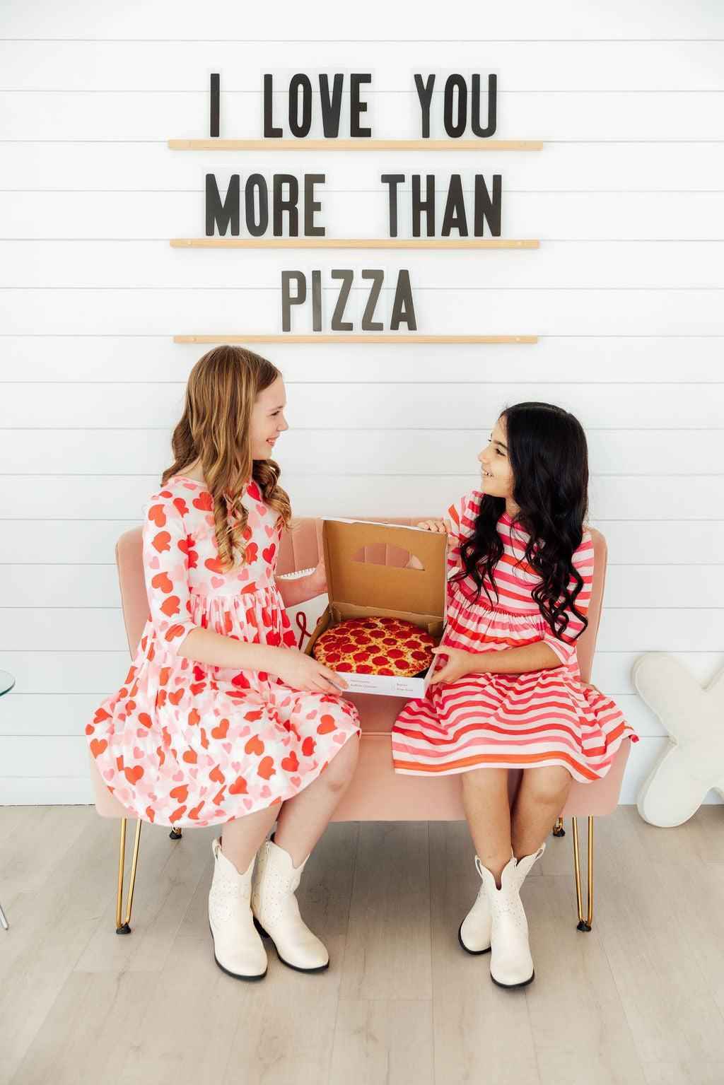 Be Mine 3/4 Sleeve Pocket Twirl Dress - Meera's Mini Mavericks