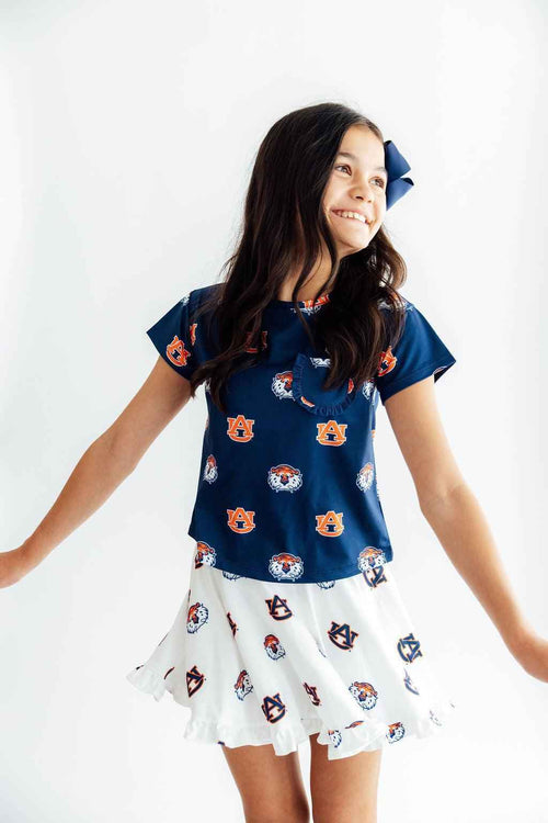 Auburn White Aubie Ruffle Twirl Skort