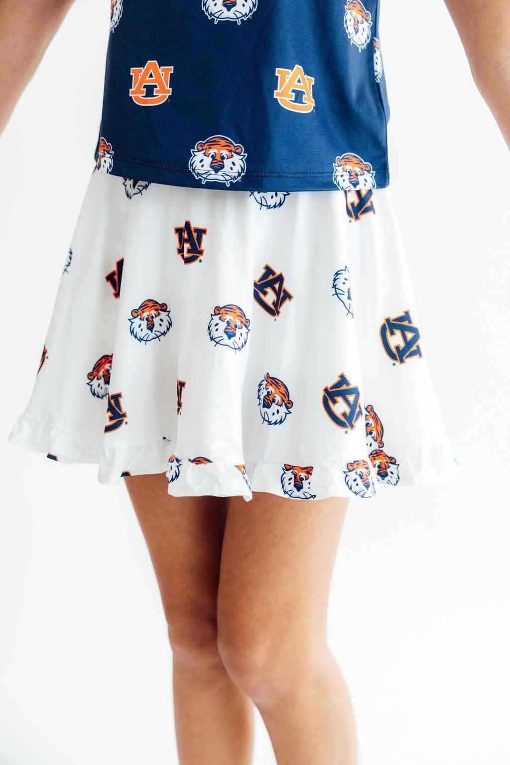 Auburn White Aubie Ruffle Twirl Skort