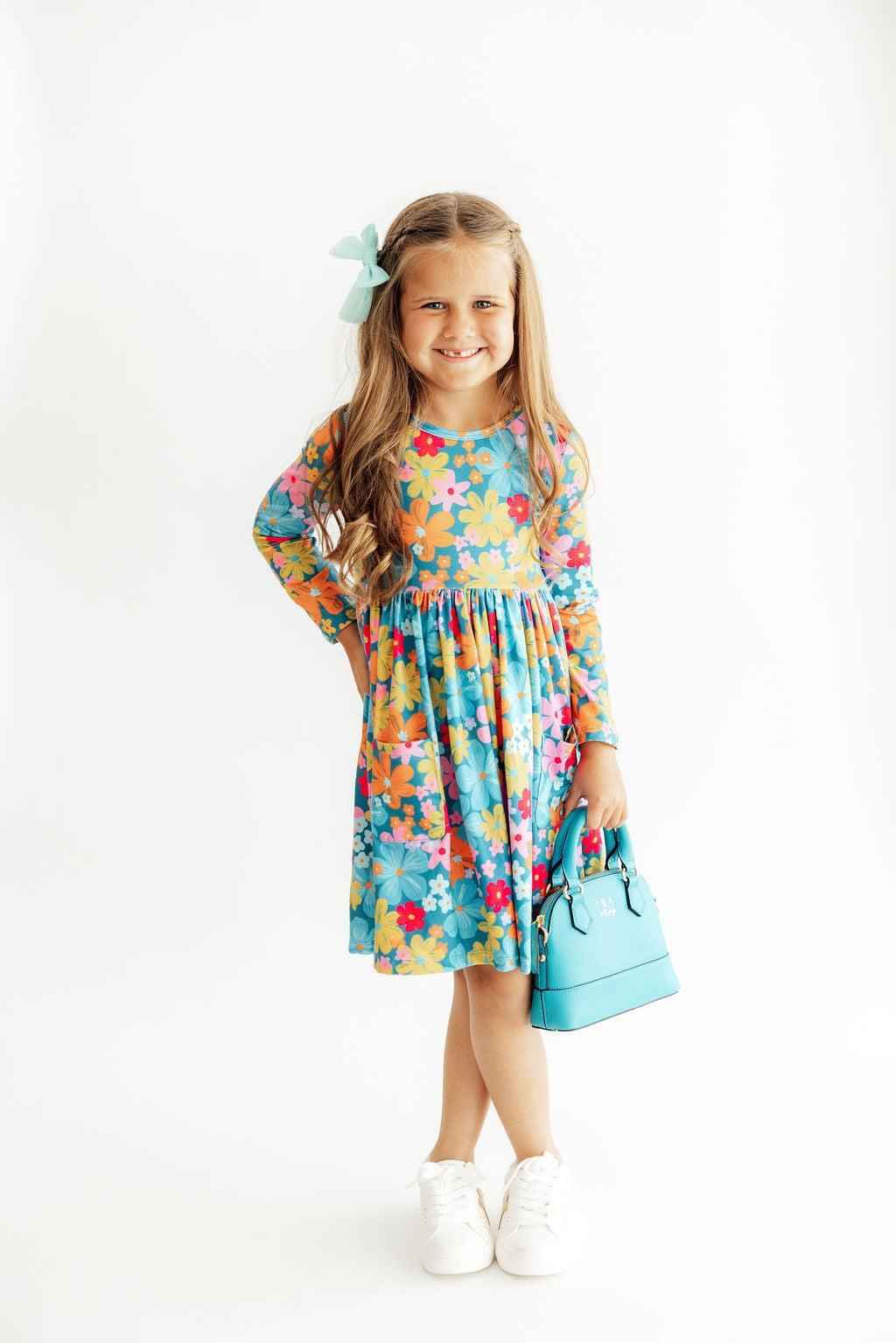 Flower Child L/S Pocket Twirl Dress