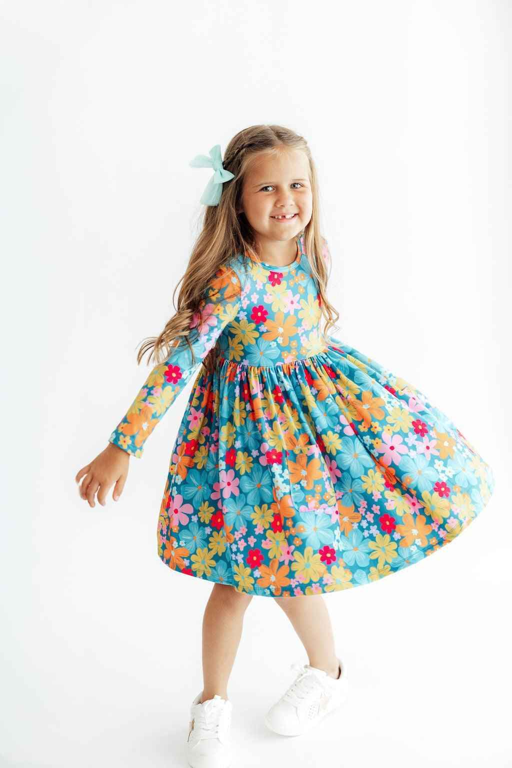 Flower Child L/S Pocket Twirl Dress