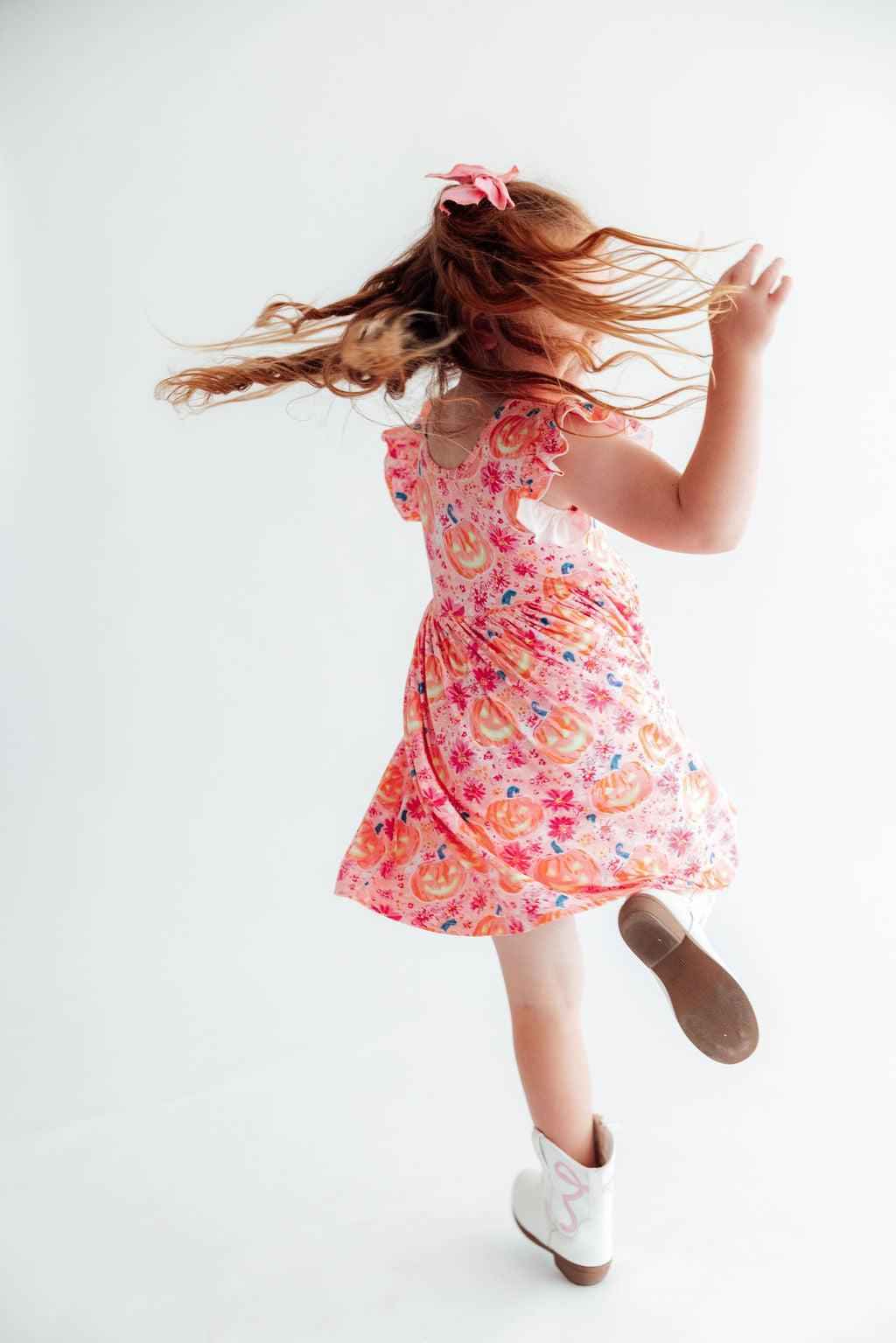 Spooktacular Flutter Sleeve Twirl Dress