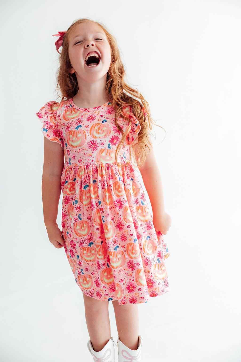 Spooktacular Flutter Sleeve Twirl Dress