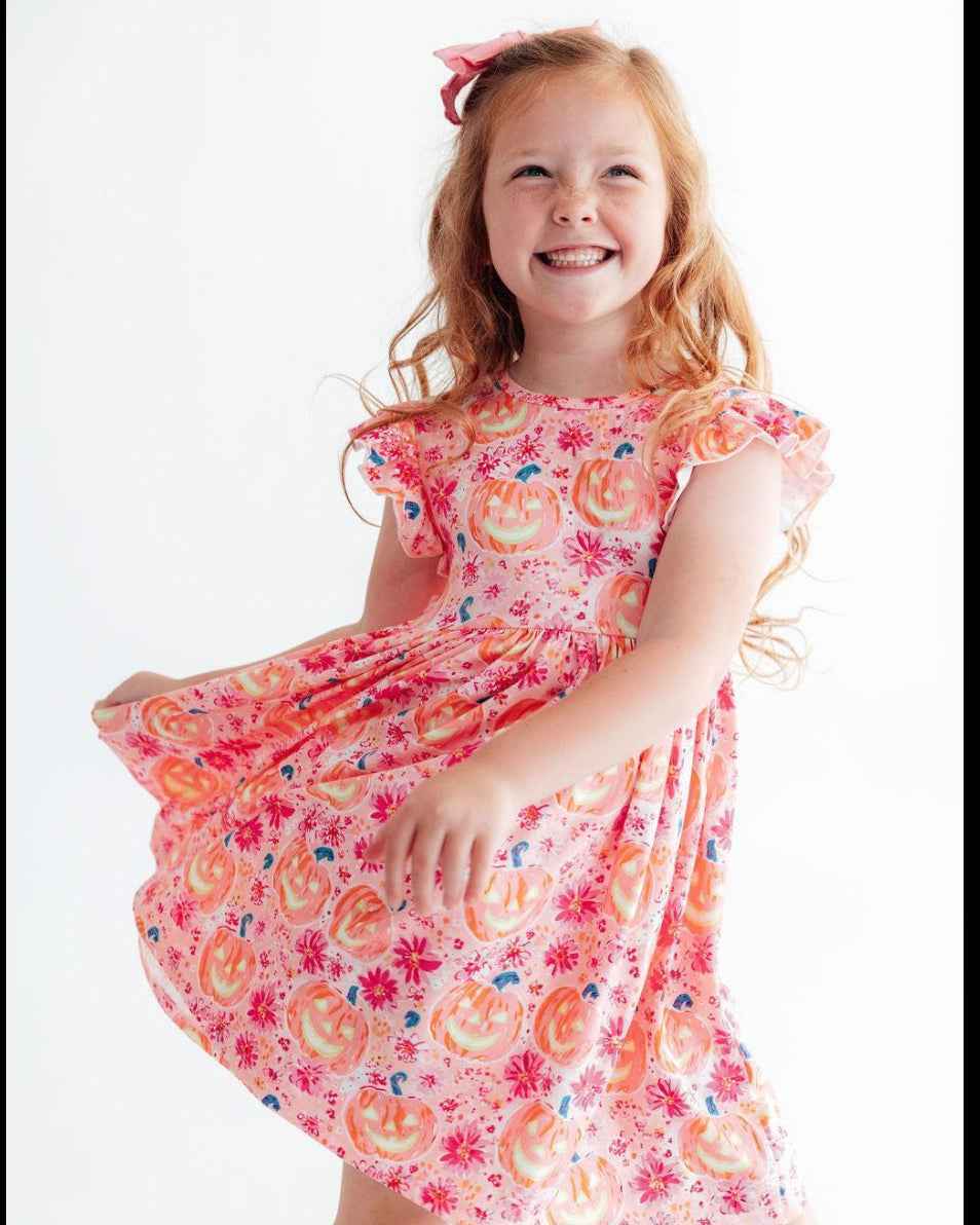 Spooktacular Flutter Sleeve Twirl Dress
