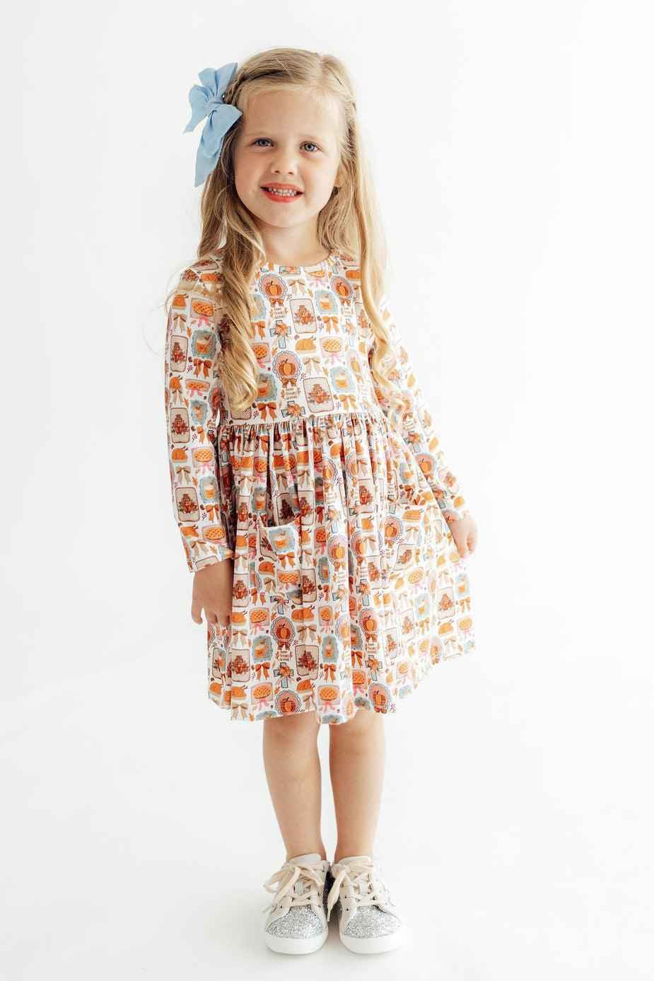 Give Thanks L/S Pocket Twirl Dress
