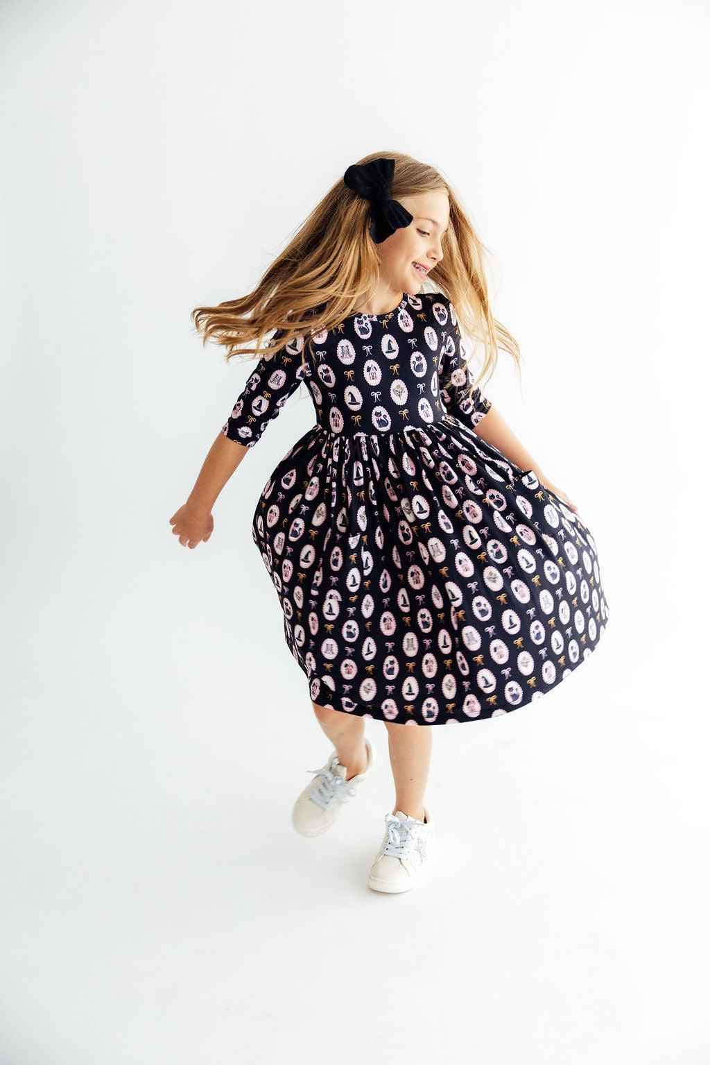 Hocus Pocus 3/4 Sleeve Pocket Twirl Dress